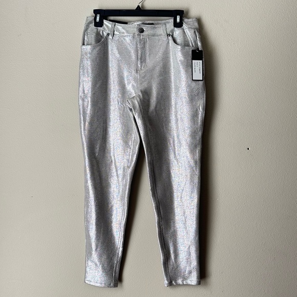 ERIC Denim - ERIC Silver Metallic Snake Print Stretch Jeans Size 6 NWT